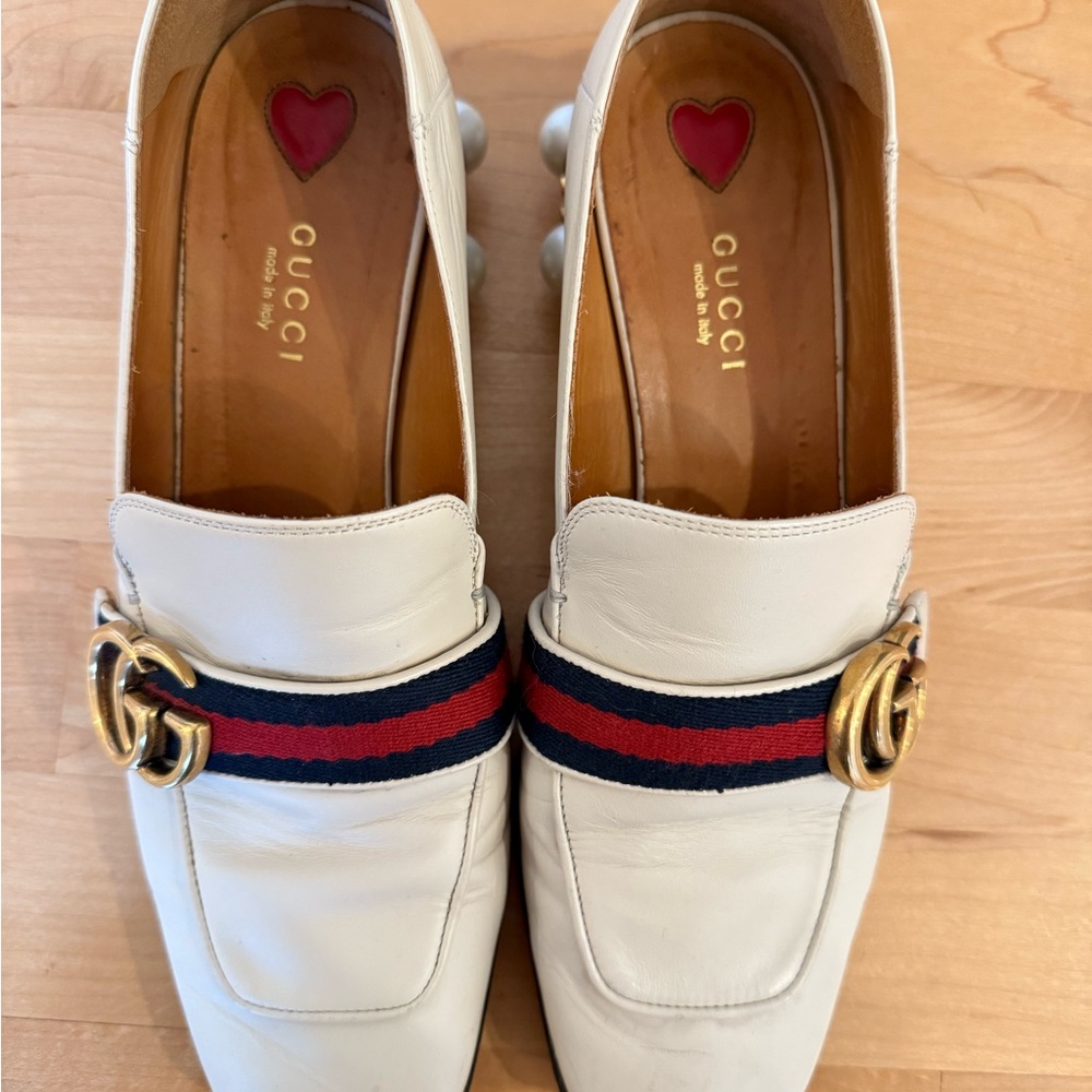 Authentic Gucci White Peyton Loafers